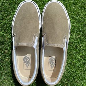 Women’s olive green slip-on vans